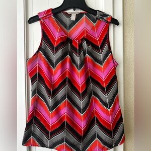 Banana Republic Chevron Sleeveless Blouse - Pink, Red, Black
